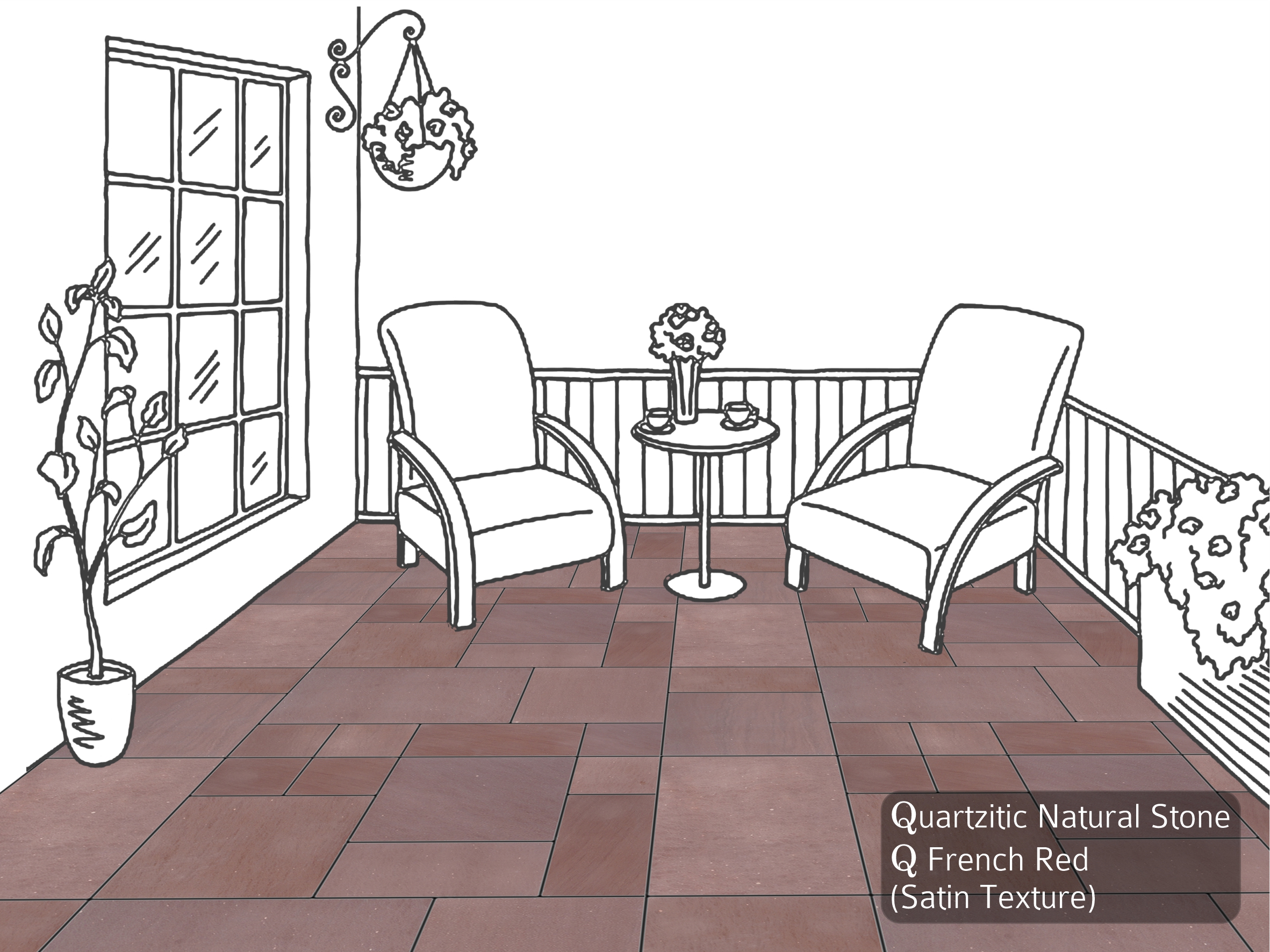 Quarzitic Natural Stone, Q French Red (Satin Texture) 