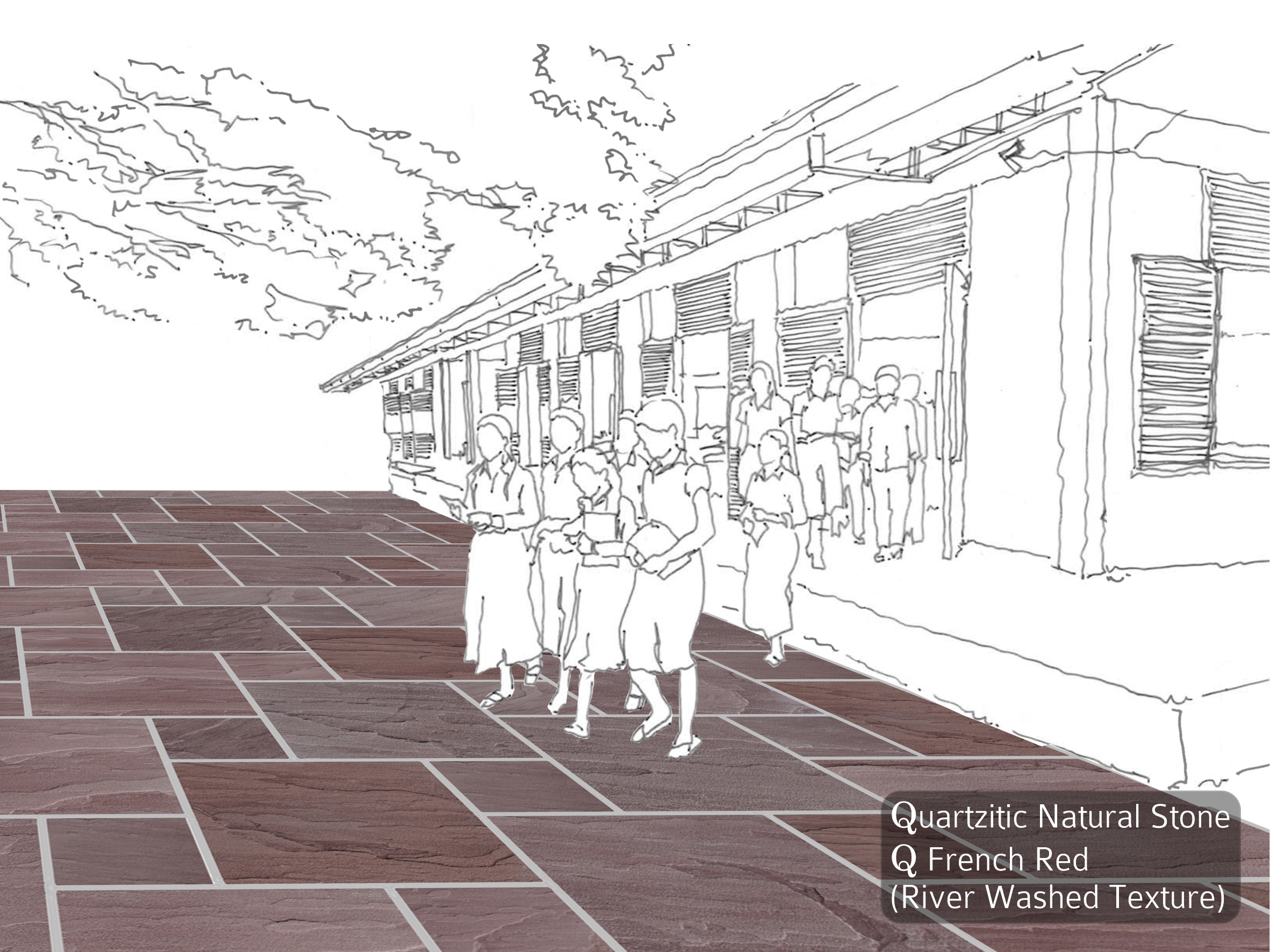 Quarzitic Natural Stone, Q French Red (River Washed Texture)