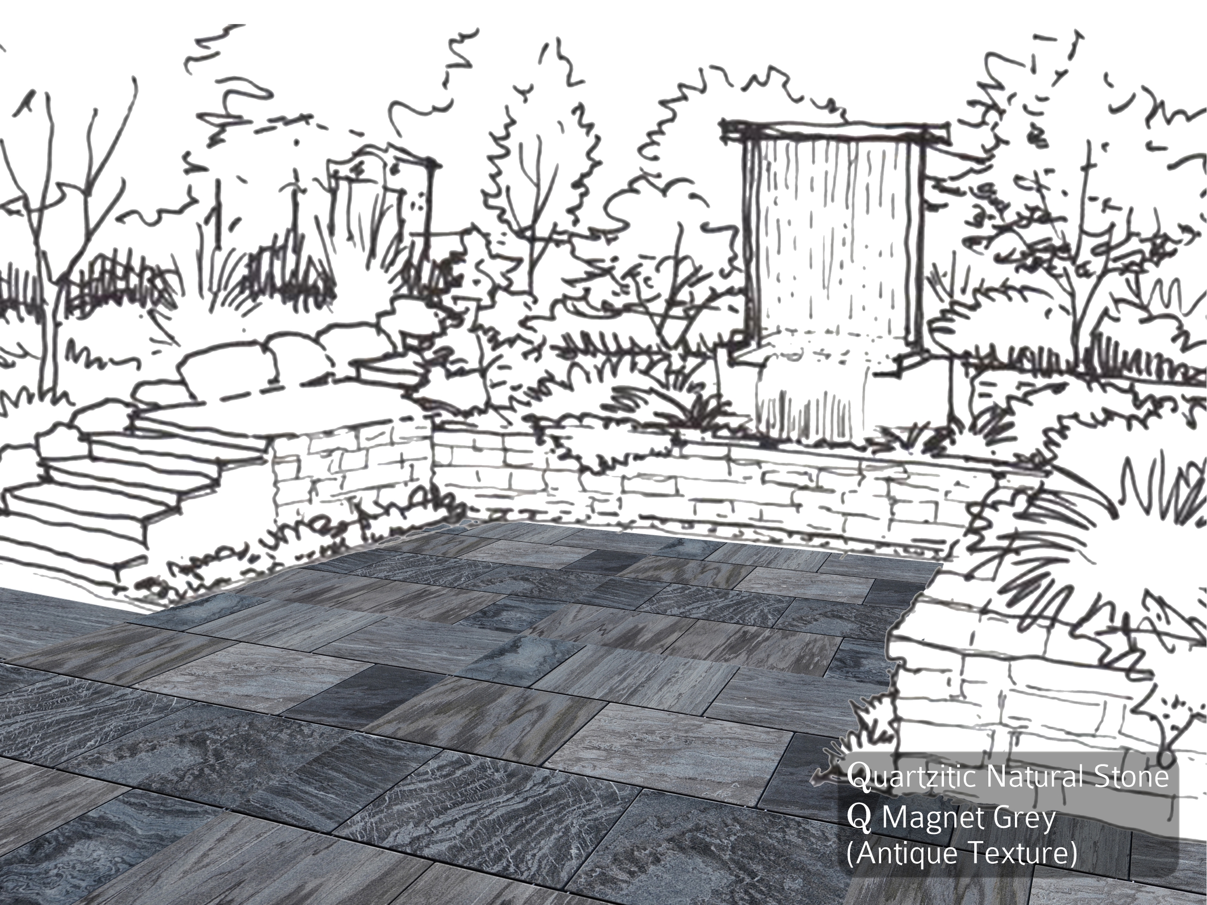 Quarzitic Natural Stone, Q Magnet Grey (Antique Texture) 
