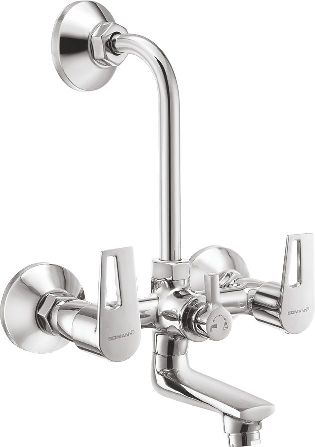 Lavatory Faucets: Jupiter Wall Mixer With Bend (272201420011GP)