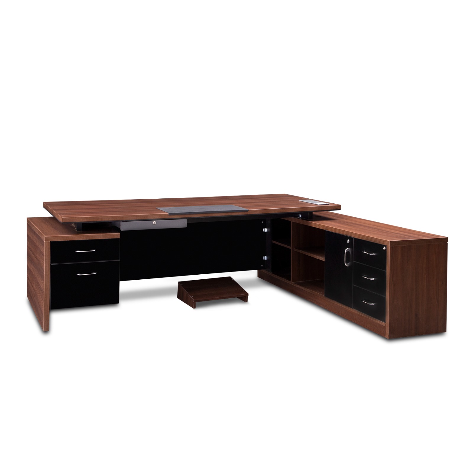 DKT THRIVE Director Series – Engineered Wood Table with Side Unit & Pedestal - DKT LEG LEGACY Table