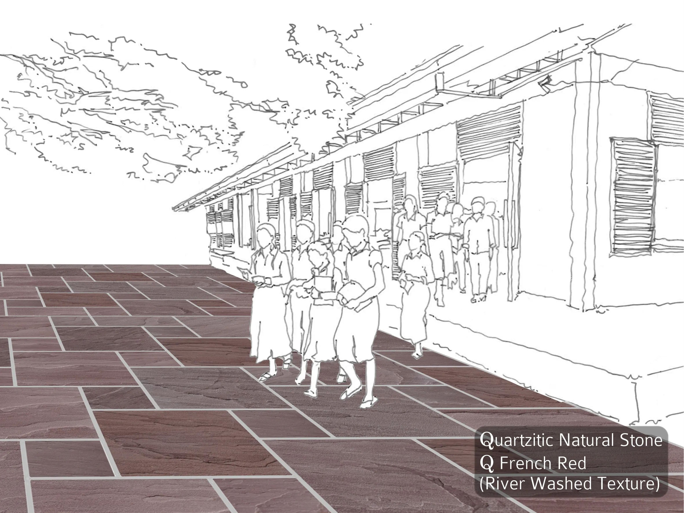 Quarzitic Natural Stone, Q French Red (River Washed Texture)